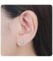 Mistletoe With Green Enamel And Ruby Silver Stud Earrings STS-5525